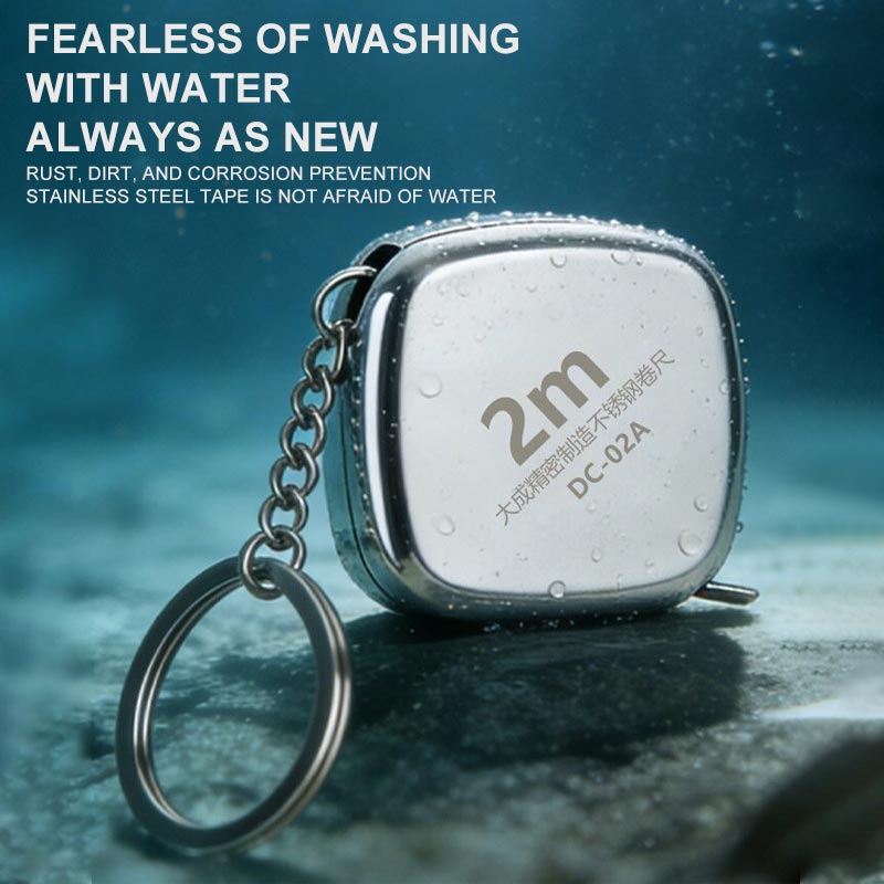 Mini Laser Measure Keychain - 新製品 5個セット 2m ステンレス製メジャー 洗える レーザー刻印スケールテープ