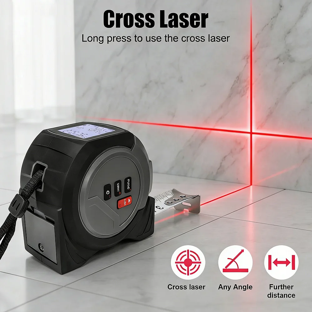 Digital Tape Measure 5M Laser - WENMEICE 40m/60mレーザーテープメジャー 高精度デジタルテープメジャー 測定ツール レーザー距離計 スチールテープメジャー