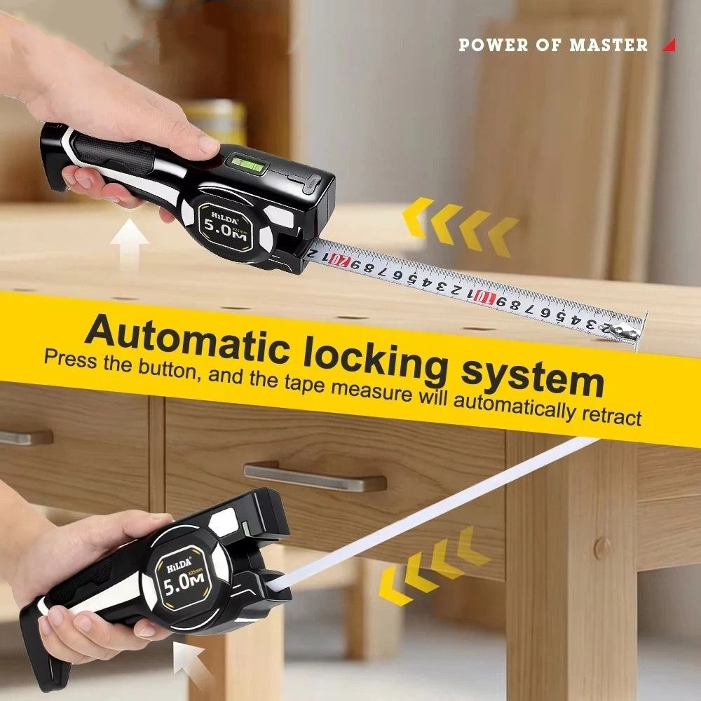Digital Tape Measure 5M Laser - 頑丈な構造のレーザーテープメジャー、格納式バックライト付きデジタルディスプレイ、デジタルテープメジャー、充電式グリーンレーザーレベル