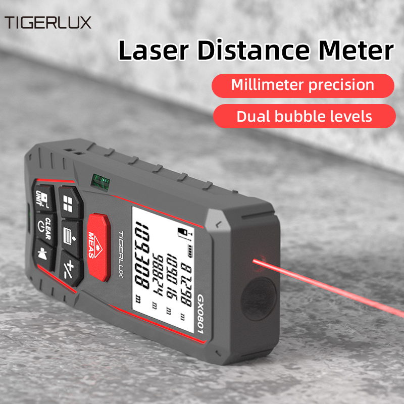 Laser Distance Meter With Bubble Level - TIGERLUX GX0801 ハンドヘルド 60 メートルレーザー距離計 2