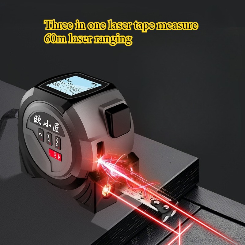 Digital Tape Measure 5M Laser - レーザー距離計テープメジャー高精度赤外線デジタル表示電子クロスマーキングラインテープメジャー