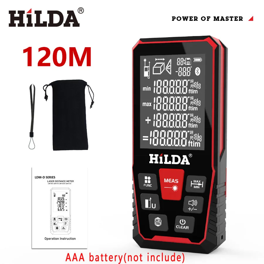 Laser Distance Meter 100M - Hildaレーザー距離50m/100m/120mレンジファインダープロフェッショナルメーターレーザー距離ファインダー定規テストツール