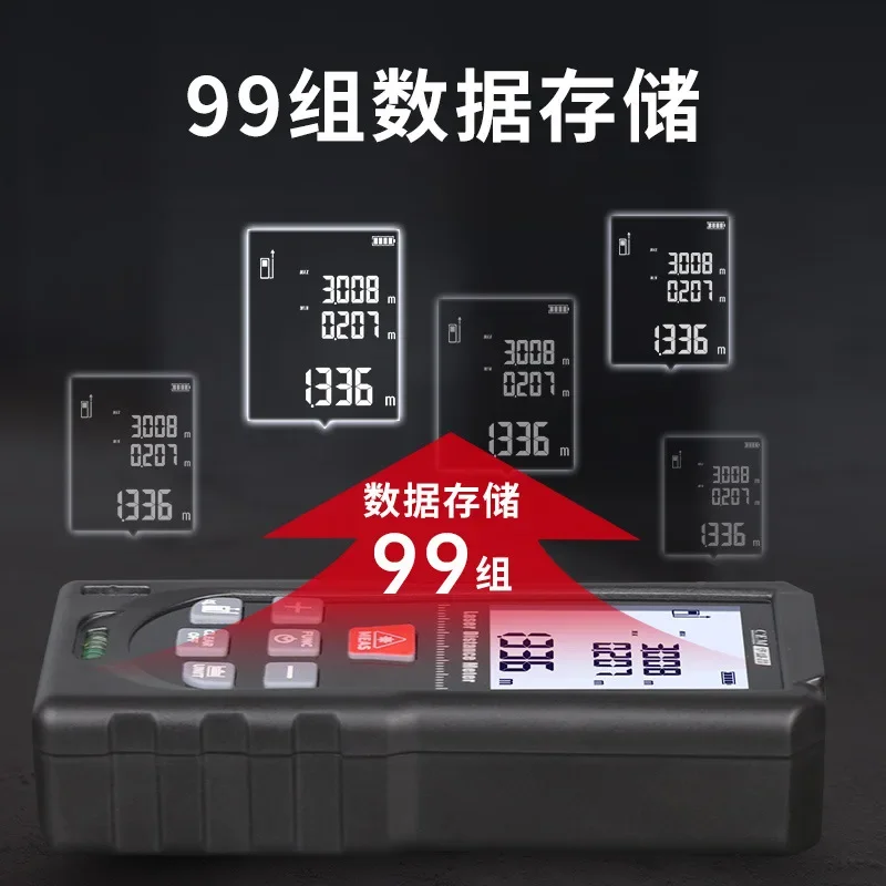 Laser Distance Meter With Bubble Level - 真の実効値（True RMS）レーザー距離計、120メートル、電子定規、LDM-120E、数値精度、水平器、赤外線距離測定