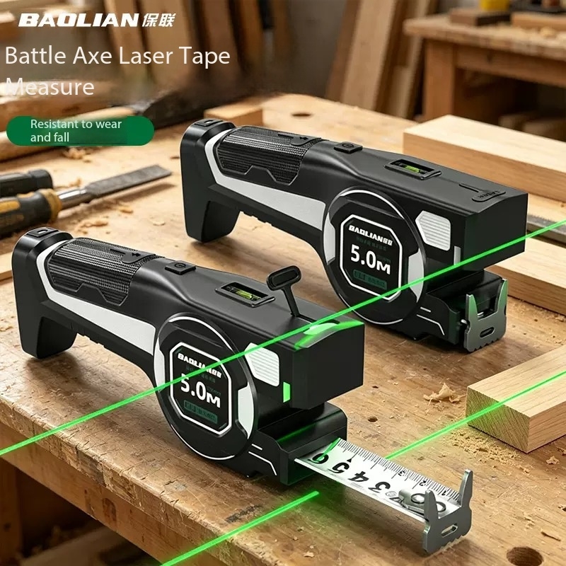 Digital Tape Measure 5M Laser - 3in1デジタル表示レーザー赤外線距離計、高精度5mスチールテープメジャー付きで距離測定が可能