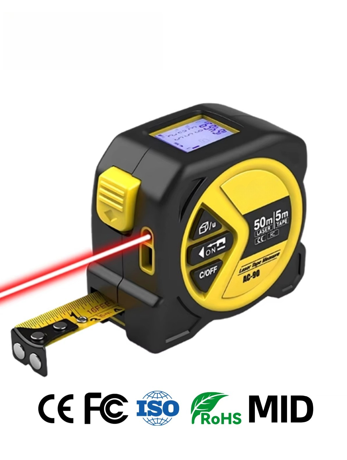 Laser Distance Meter 2 In 1 Tape - 卸売 2-in-1 レーザーテープメジャー 5m/50m 高精度デジタル距離計 巻き取り式スチールテープメジャー