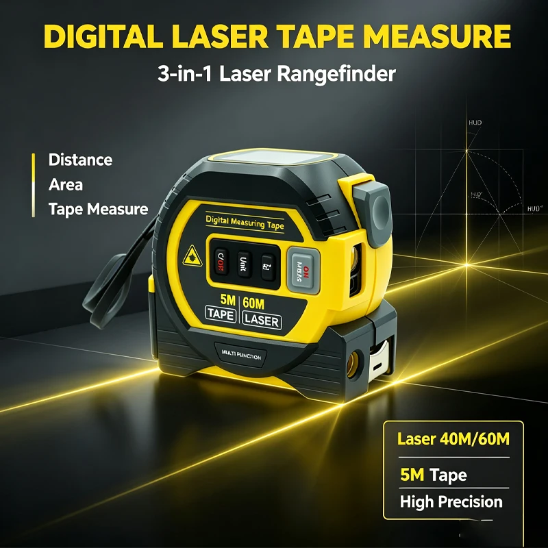 2026年型 新型レーザー巻尺 3in1デジタル巻尺 高精度 - Digital Tape Measure 5M Laser のレビューと価格