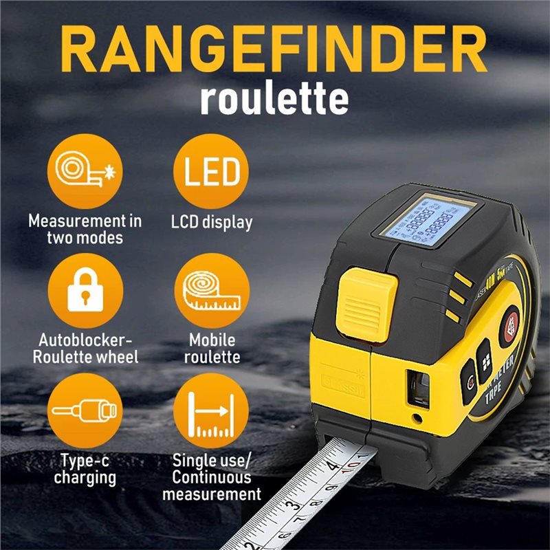 プレミアムレーザーテープメジャー 2in1 LCDディスプレ - Laser Distance Meter 2 In 1 Tape のレビューと価格