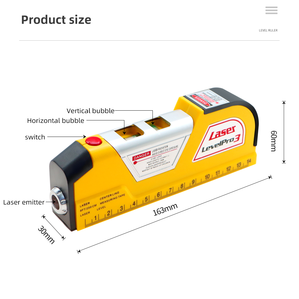 レーザーレベルおよび距離計,水平レーザー,テープアライナー, - Laser Distance Meter With Bubble Level のレビューと価格