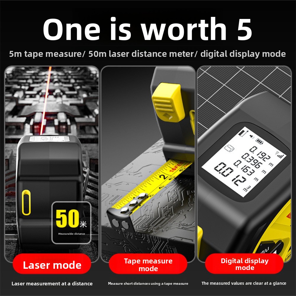 2 in 1 レーザー距離計 50m レーザー 5m テープ - Digital Tape Measure 5M Laser のレビューと価格