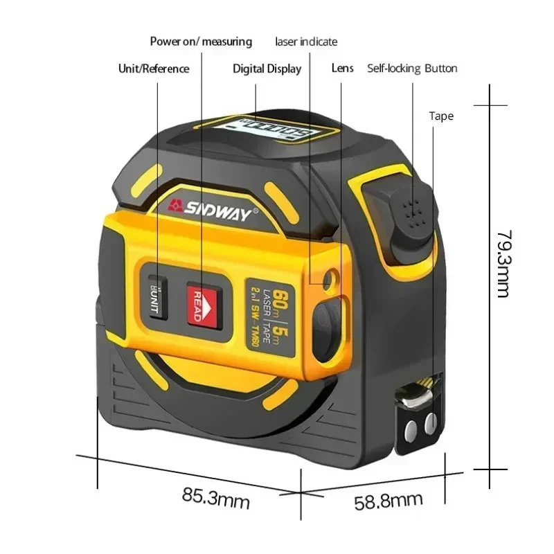 NOYAFA レーザー距離計 2 in 1 レーザーメトリッ - Laser Distance Meter 2 In 1 Tape のレビューと価格