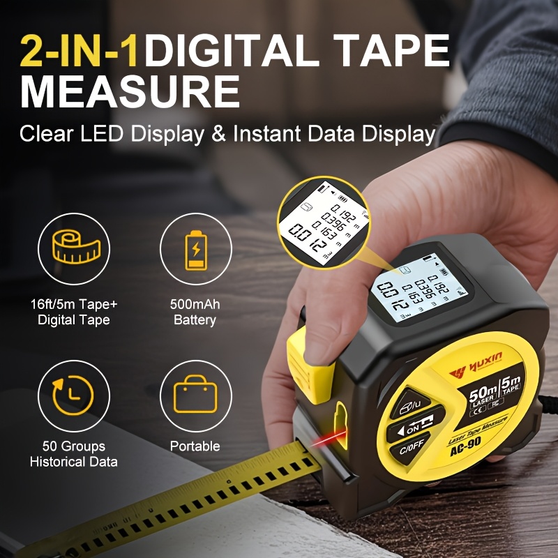 レーザー巻尺、高精度多機能2 in 1赤外線HDスマートデジ - Digital Tape Measure 5M Laser のレビューと価格