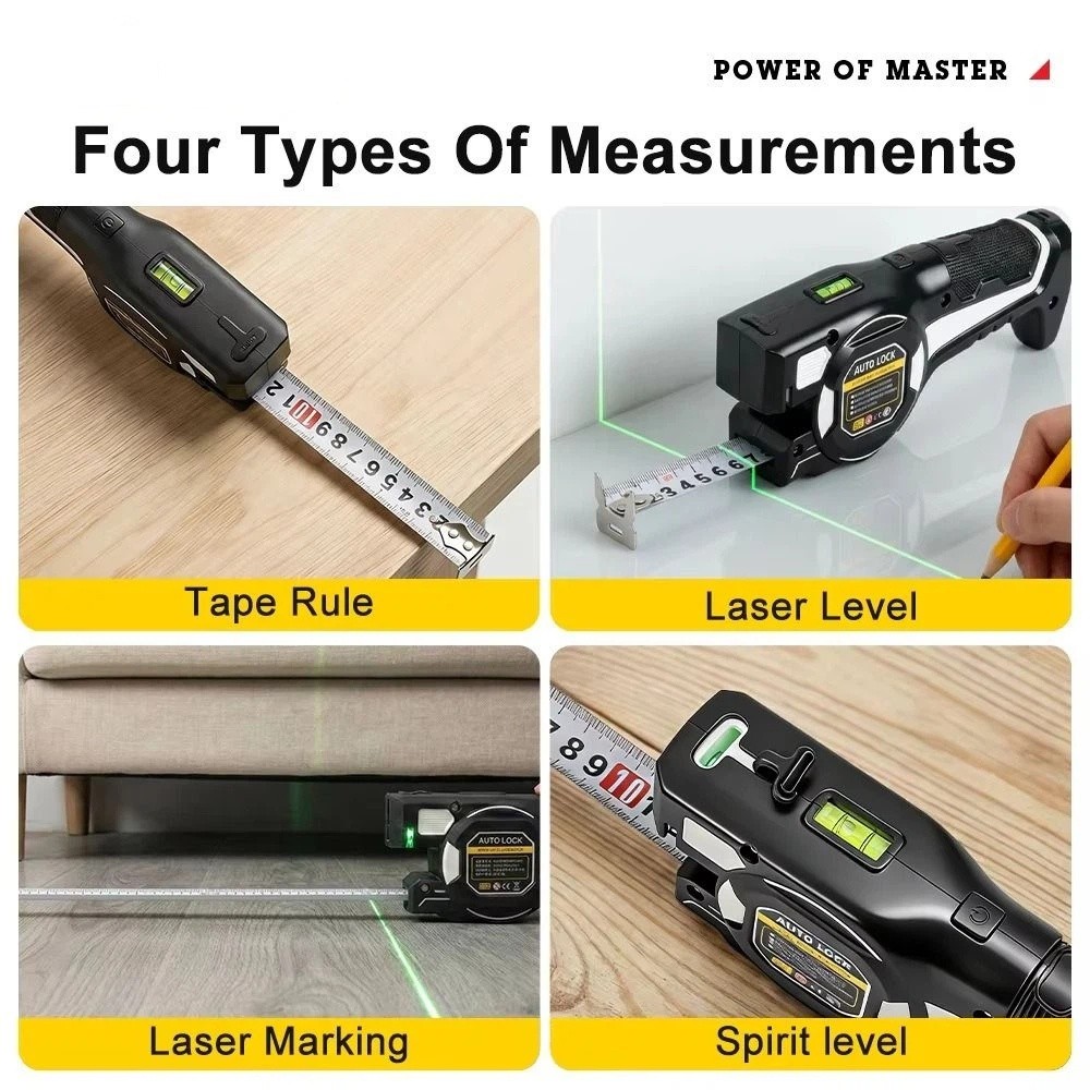 頑丈な構造のレーザー距離計。格納式でバックライト付きのデジタ - Digital Tape Measure 5M Laser のレビューと価格