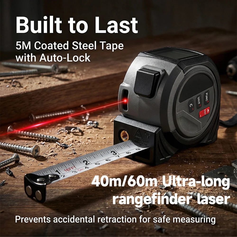 WENMEICE 40m/60mレーザーテープメジャー 高精 - Digital Tape Measure 5M Laser のレビューと価格