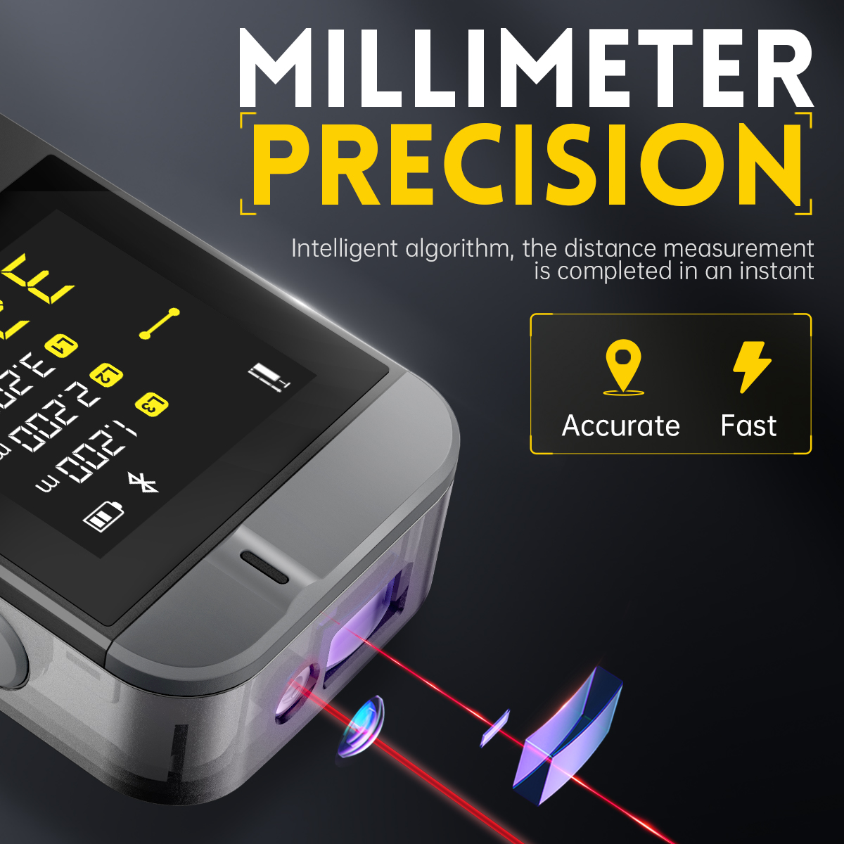 Fnirsi-AndroidおよびiOS用の40mポータブル - Laser Measure 40M Bluetooth のレビューと価格