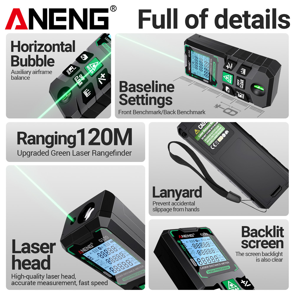レーザー距離計 120 メートルデジタルレーザー距離計ポータ - Laser Distance Meter 100M のレビューと価格
