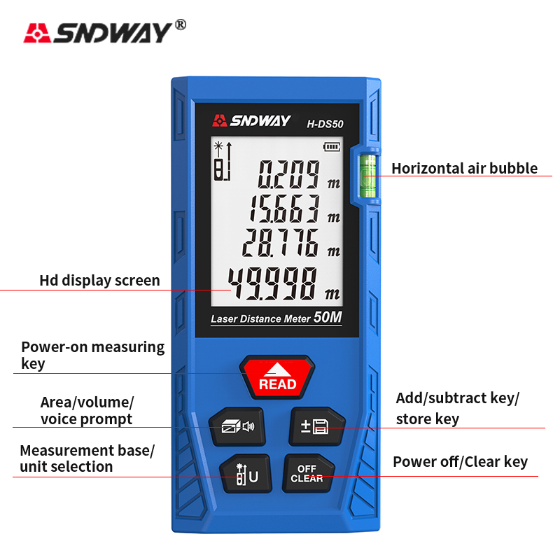 SNDWAY H-DS50 50m デジタルレーザー距離計。 - Laser Measure Area Volume Calculator のレビューと価格