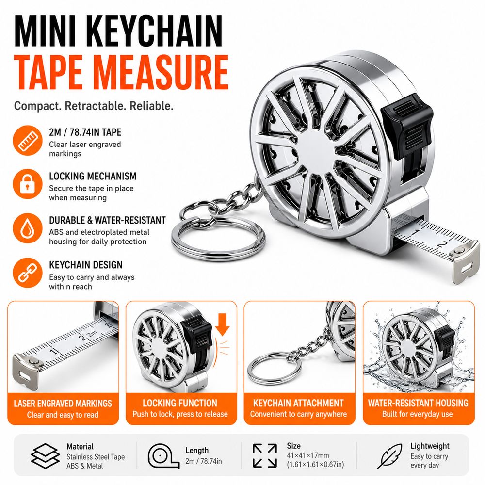 2Mキーチェーンメジャー、電気メッキ金属製、防水ポケットメジ - Mini Laser Measure Keychain のレビューと価格