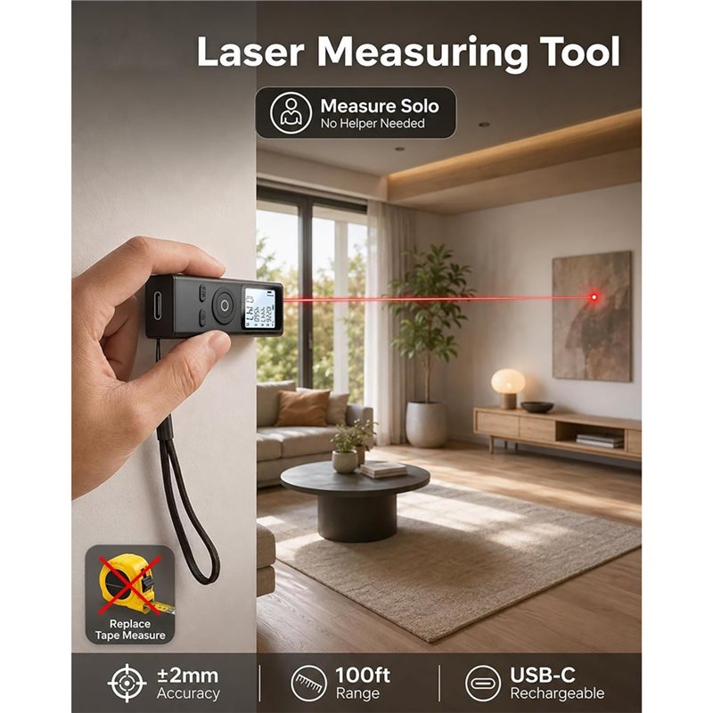 AB33-ミニレーザー測定ツール、ポケットサイズキーホルダー - Mini Laser Measure Keychain のレビューと価格
