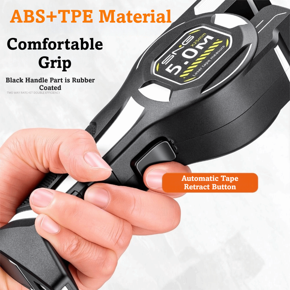 頑丈な構造のレーザーテープメジャー、格納式バックライト付きデ - Digital Tape Measure 5M Laser のレビューと価格