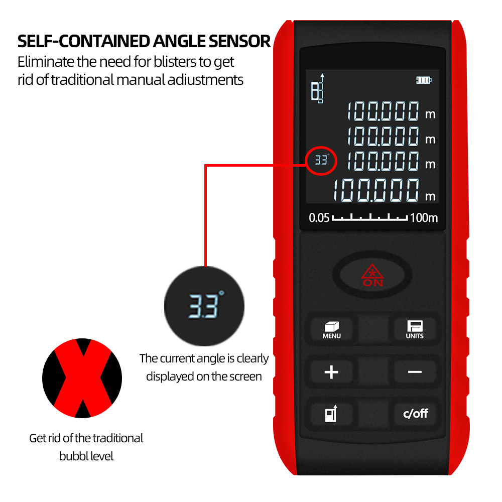 プロフェッショナルレーザー距離計 40M 60M 80M 1 - Laser Distance Meter 100M のレビューと価格