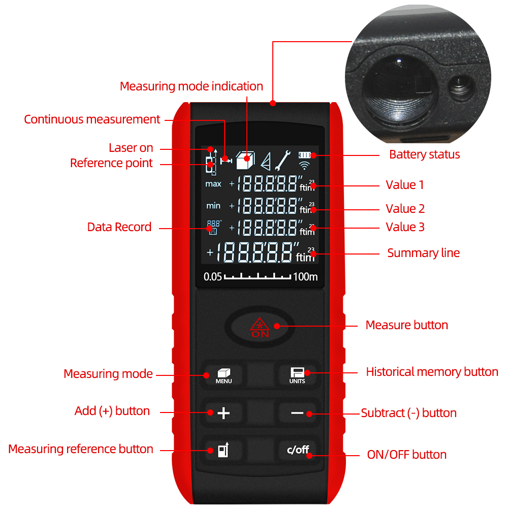 プロフェッショナルレーザー距離計 40M 60M 80M 1 - Laser Distance Meter 100M のレビューと価格