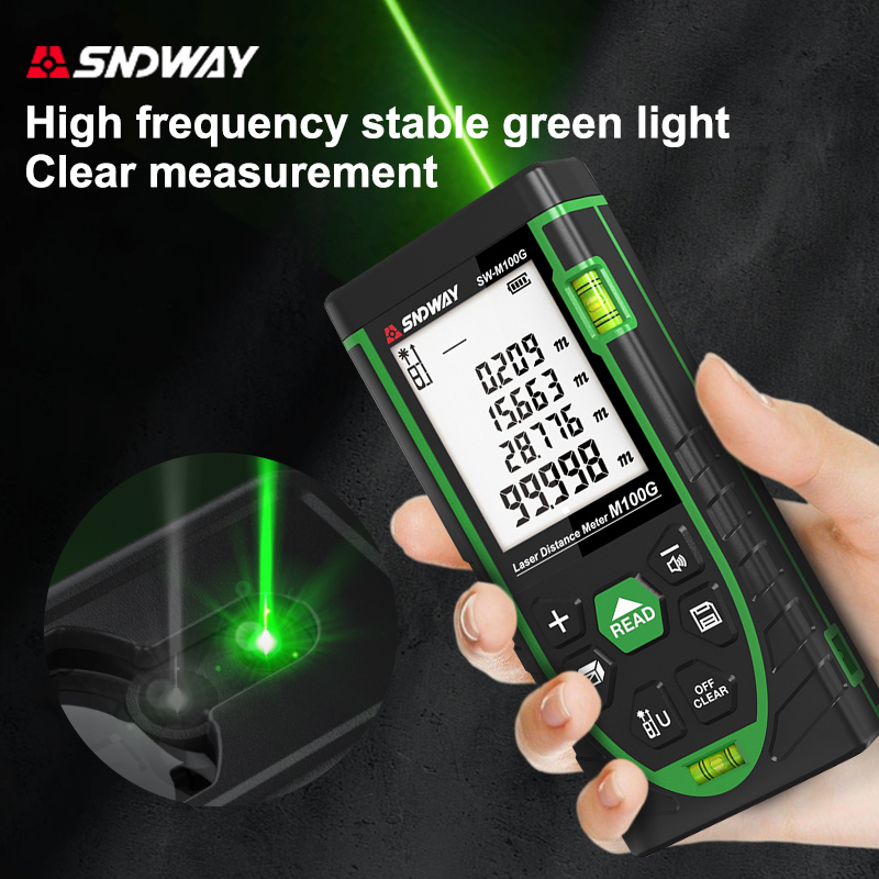 SNDWAYレーザー距離計 50m グリーンライト デジタル - Laser Distance Meter With Bubble Level のレビューと価格