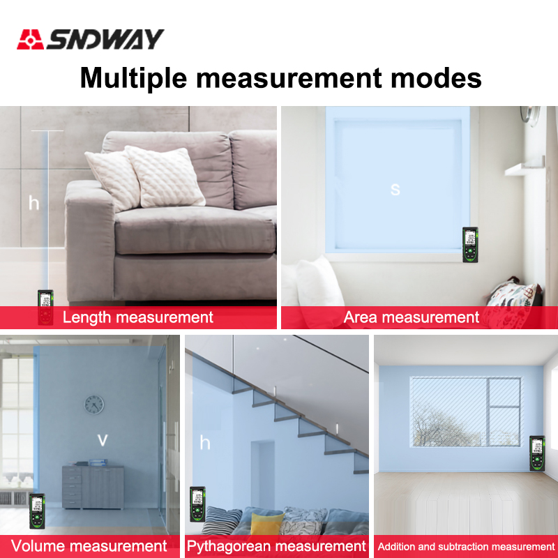 SNDWAYレーザー距離計 50m グリーンライト デジタル - Laser Distance Meter With Bubble Level のレビューと価格