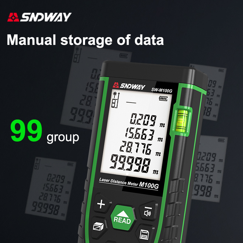 SNDWAYレーザー距離計 50m グリーンライト デジタル - Laser Distance Meter With Bubble Level のレビューと価格