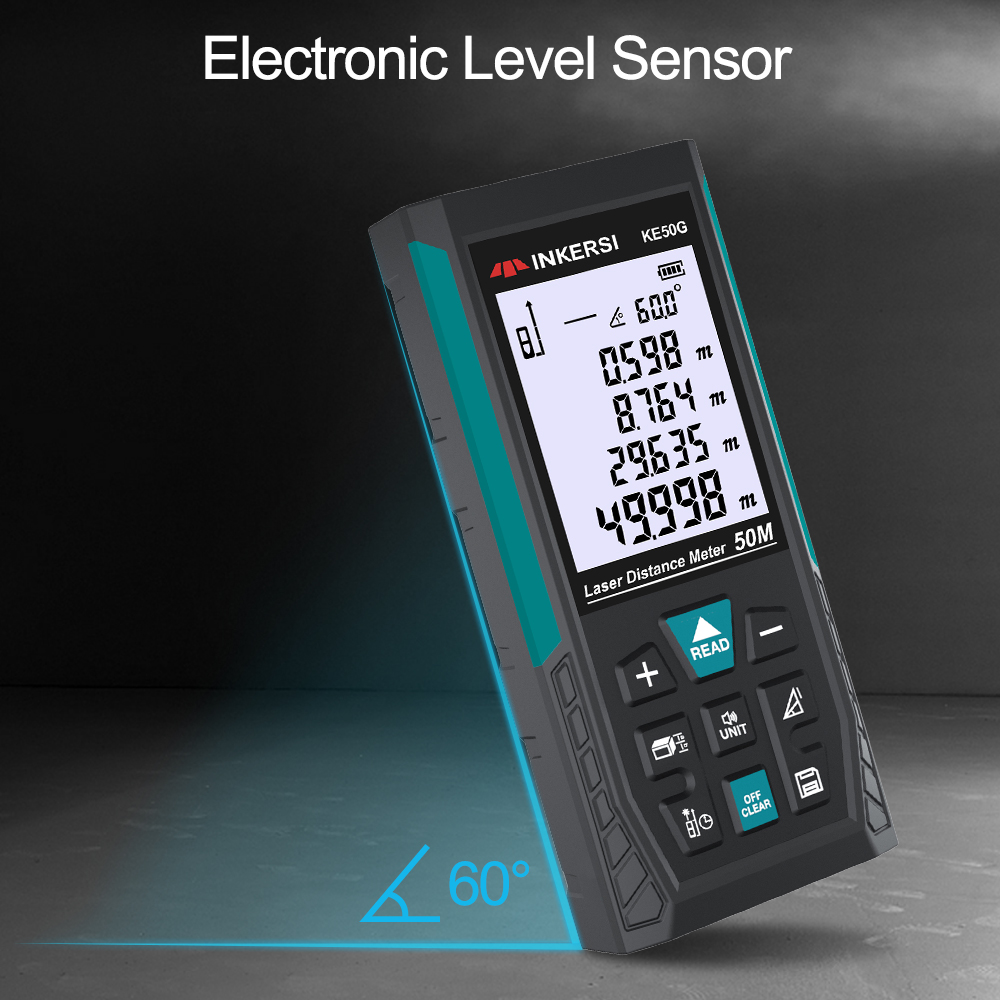 レーザー距離計、デジタル距離測定器、50mのレーザー巻尺（水 - Laser Distance Meter With Bubble Level のレビューと価格