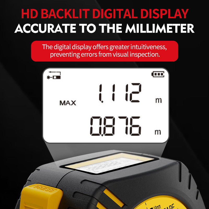 Nohawk-高精度レーザー巻尺、距離計、定規、デザイナー用 - Laser Distance Meter 2 In 1 Tape のレビューと価格