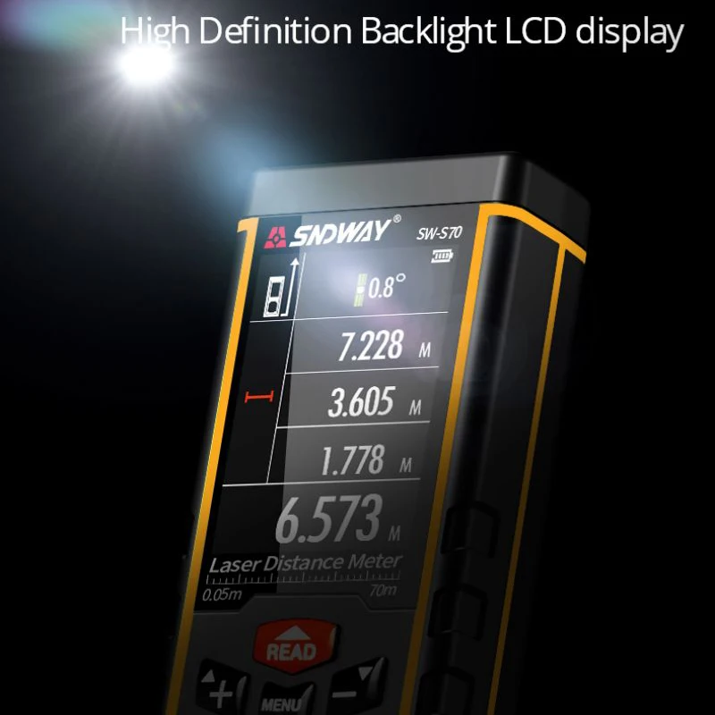 プロ仕様レーザー距離計 デジタルテープメジャー付き 面積・体 - Laser Measure Area Volume Calculator のレビューと価格