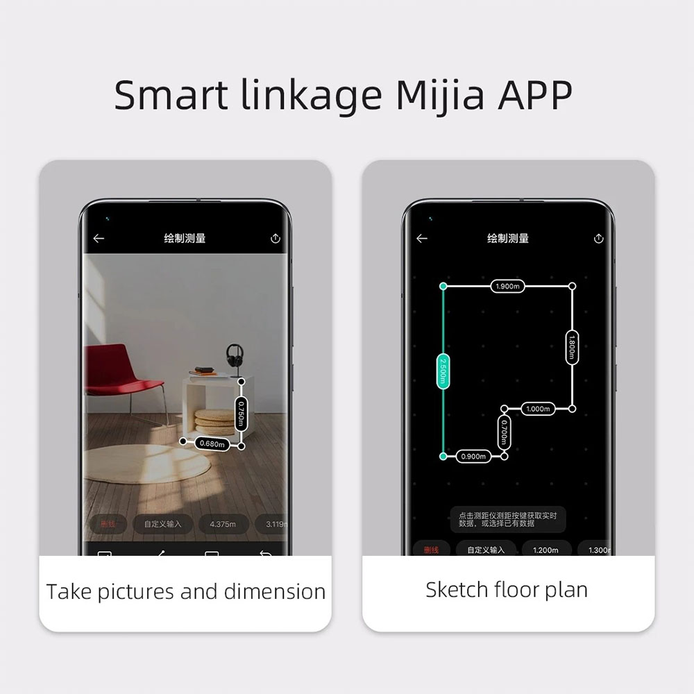 Mijia スマートレーザー距離計リアルタイム距離計 LCD - Laser Distance Meter 2 In 1 Tape のレビューと価格