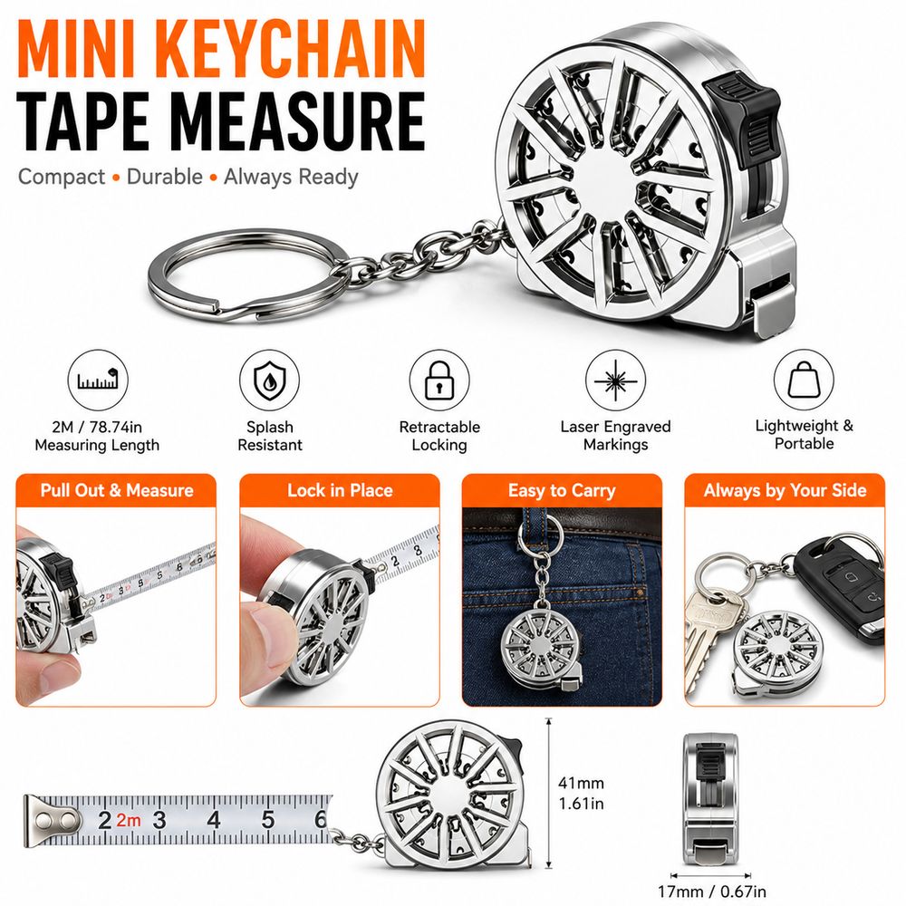 2M キーチェーン付き巻尺、メッキ加工金属製、防水、小型、レ - Mini Laser Measure Keychain のレビューと価格
