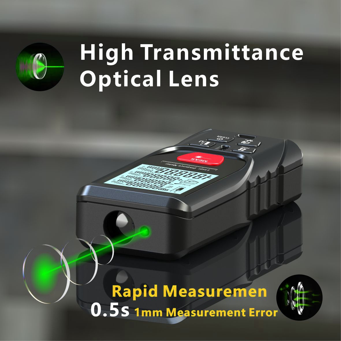 グリーンレーザー距離計,2つのバブル,高精度,距離計,50m - Laser Distance Meter With Bubble Level のレビューと価格